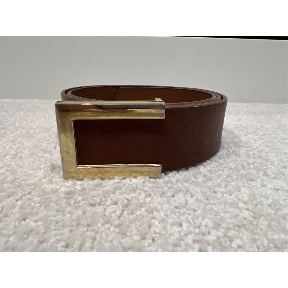 Men's Brown Antiqued Leather Hand Finished Dress Belt Size 34 Spain Old Money